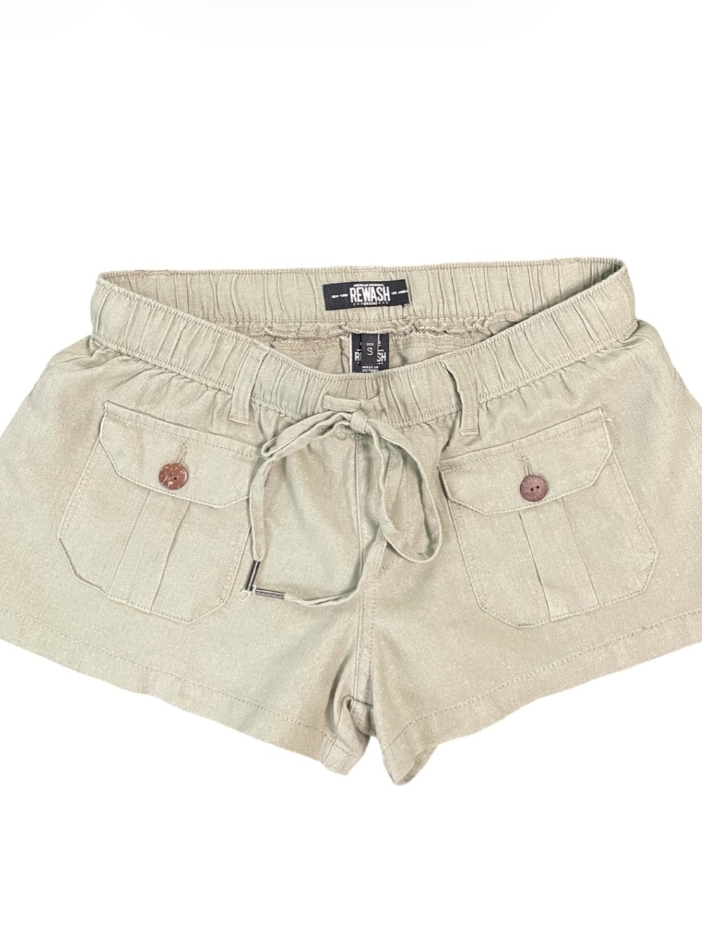 Rewash Light Olive Drawstring Cargo Shorts